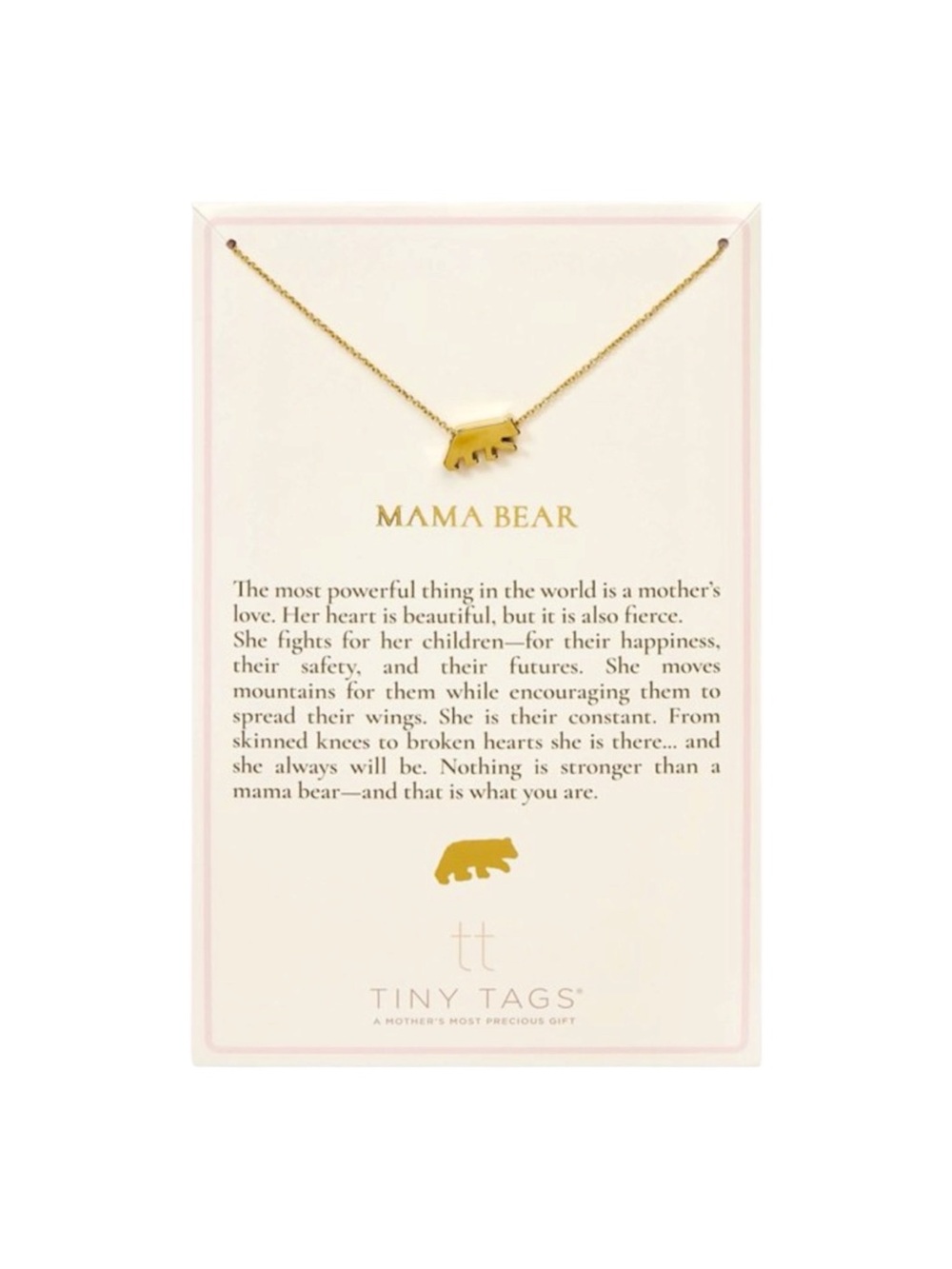 Tiny Tags NWT 14K Ion Plated “Mama Bear” Necklace with brass base in Gold